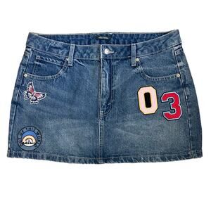 Wild Fable Y2K Inspired Denim Mini Skirt Patches Size 12